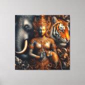 Toile oeuvre d'esprit éléphant tigre (Recto)