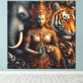 Toile oeuvre d'esprit éléphant tigre (Insitu (Plancher de Bois))