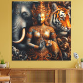 Toile oeuvre d'esprit éléphant tigre (Insitu(Salon))