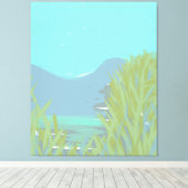 Toile Oeuvre D'Origine Contemporaine "Le Lac" Triptyque (Insitu (Plancher de Bois))