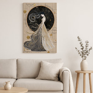 Toile OEuvre murale céleste Femme cosmique rêveuse