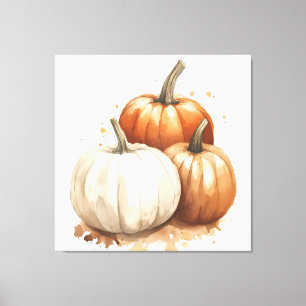 Toile OEuvre murale d'automne, Décor Citrouille d'automn