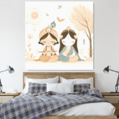 Toile Œuvre murale de Radha Krishna Mandala (Insitu(Chambre))