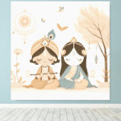 Toile Œuvre murale de Radha Krishna Mandala (Insitu (Plancher de Bois))