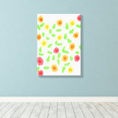 Toile Oeuvre Murale Fleurie Avec Rouges Et Orange (Insitu (Plancher de Bois))