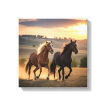 Œuvre murale représentant un duo de chevaux sauvag
