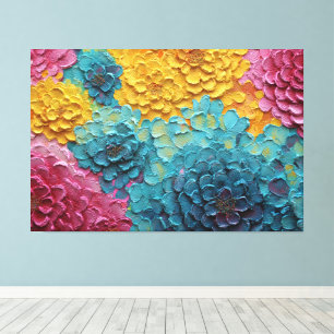 Toile Œuvres d'art texturées abstraites de fleurs coloré