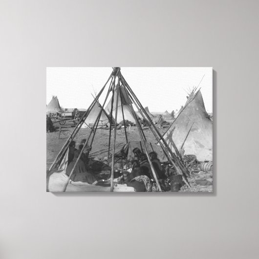 Toile Oglala Femmes et enfants à l'intérieur de Tipi (Recto)