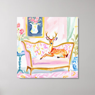 Toile Oh Deer Chérie ! Cerf sur canapé