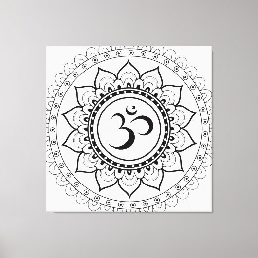 Toile Ohm Mandala Om Mandala Blanc & Noir (Recto)