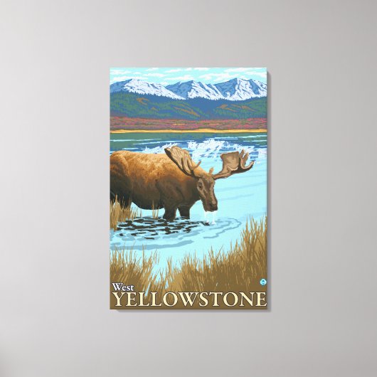 Toile Oie Boire au lac - West Yellowstone, MT (Recto)