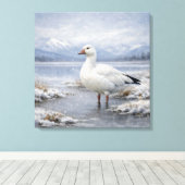 Toile Oie des neiges faune sauvage hiver chute de neige (Insitu (Plancher de Bois))