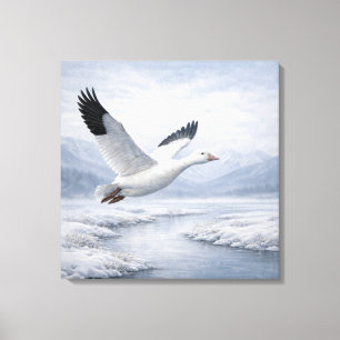 Toile Oie des neiges sauvage volant en hiver