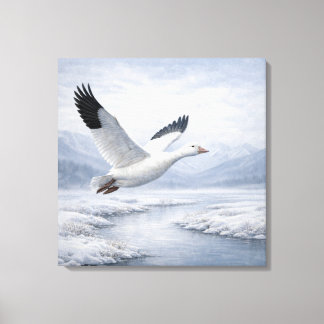 Toile Oie des neiges sauvage volant en hiver