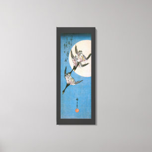 Toile Oies sauvages volant vers le bas à travers la lune