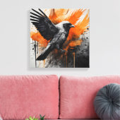 Toile Oiseau Abstrait noir orange (Insitu(Salon))