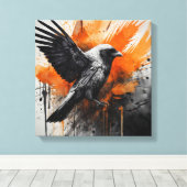 Toile Oiseau Abstrait noir orange (Insitu (Plancher de Bois))