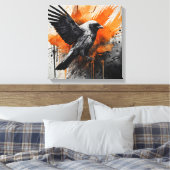 Toile Oiseau Abstrait noir orange (Insitu(Chambre))