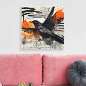 Toile Oiseau Abstrait noir orange (Insitu(Salon))