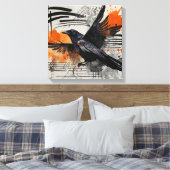 Toile Oiseau Abstrait noir orange (Insitu(Chambre))