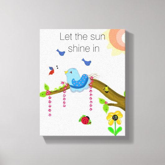 Toile Oiseau Bleu avec Message de Soleil (Recto)