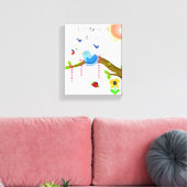 Toile Oiseau Bleu avec Message de Soleil (Insitu(Salon))