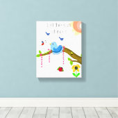 Toile Oiseau Bleu avec Message de Soleil (Insitu (Plancher de Bois))