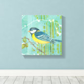 Toile Oiseau bleu perché sur un arbre (Insitu (Plancher de Bois))