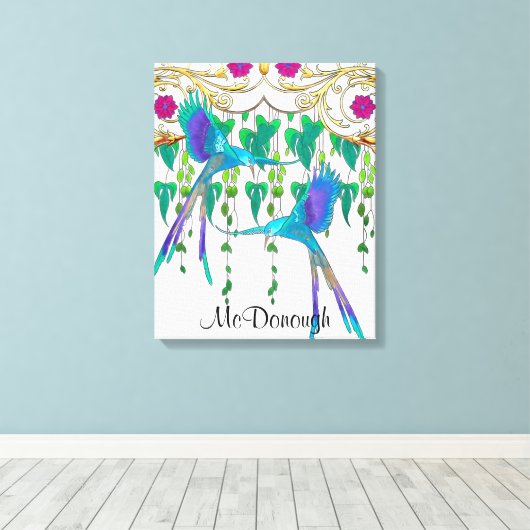 Toile Oiseau bleu Quetzal (Insitu (Plancher de Bois))