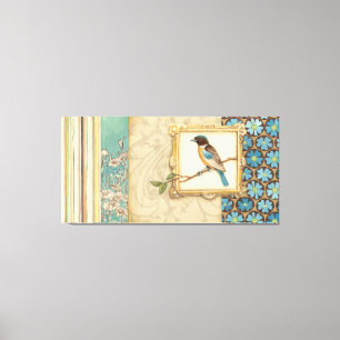 Toile Oiseau Brown et bleu sur une branche