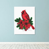 Toile Oiseau cardinal, illustration de Noël (Insitu (Plancher de Bois))