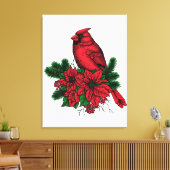 Toile Oiseau cardinal, illustration de Noël (Insitu(Salon))