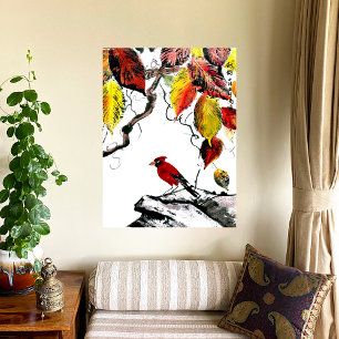 Toile Oiseau chinois en automne
