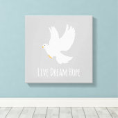 Toile Oiseau de colombe blanche sur gris (Insitu (Plancher de Bois))