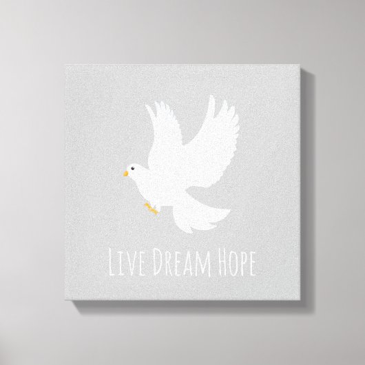 Toile Oiseau de colombe blanche sur gris (Recto)