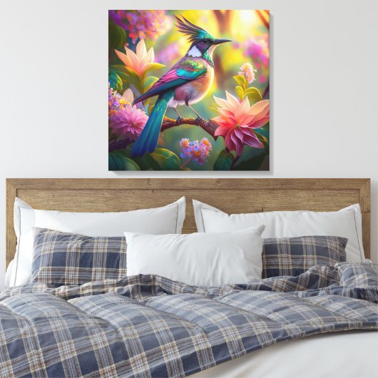 Toile Oiseau de Jay Imaginaire vert (Insitu(Chambre))