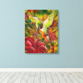 Toile Oiseau de mer avec hibiscus rouge (Insitu (Plancher de Bois))