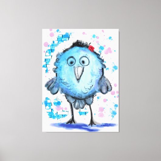 Toile Oiseau drôle - Aquarelle (Recto)