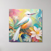 Toile Oiseau Fantastique à Dos Doré Touffu (Recto)