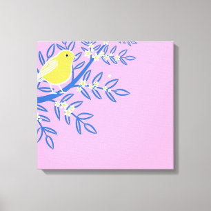 Toile Oiseau jaune illustré