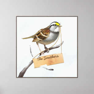 Toile Oiseau moineau Personnaliser le nom