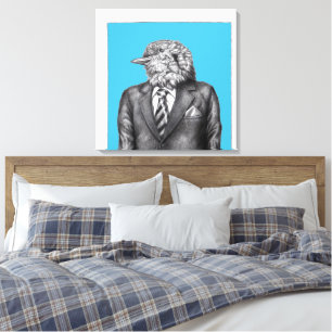 Toile Oiseau mort en costume noir (Bleu Vieux)