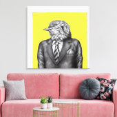 Toile Oiseau mort en costume noir (Jaune rétro) (Insitu(Salon))