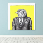 Toile Oiseau mort en costume noir (Jaune rétro) (Insitu (Plancher de Bois))