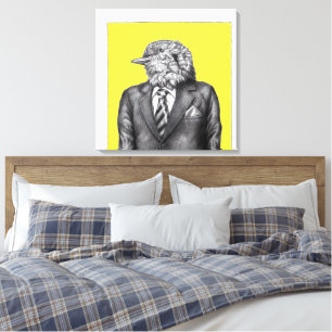 Toile Oiseau mort en costume noir (Jaune rétro)