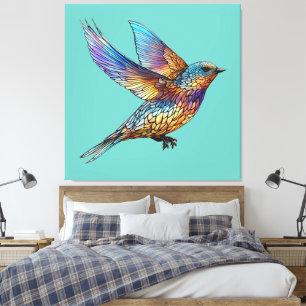 Toile Oiseau rapide multicolore "aviateur gracieux"
