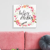 Toile Oiseau romantique Oleander Rêves floraux rose (Insitu(Salon))