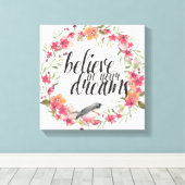 Toile Oiseau romantique Oleander Rêves floraux rose (Insitu (Plancher de Bois))