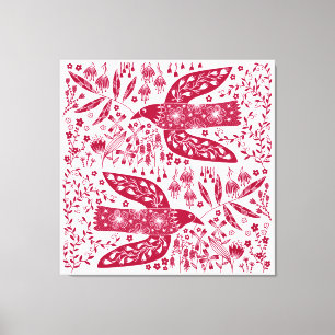 Toile Oiseau rouge