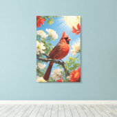 Toile Oiseau rouge et soleil (Insitu (Plancher de Bois))